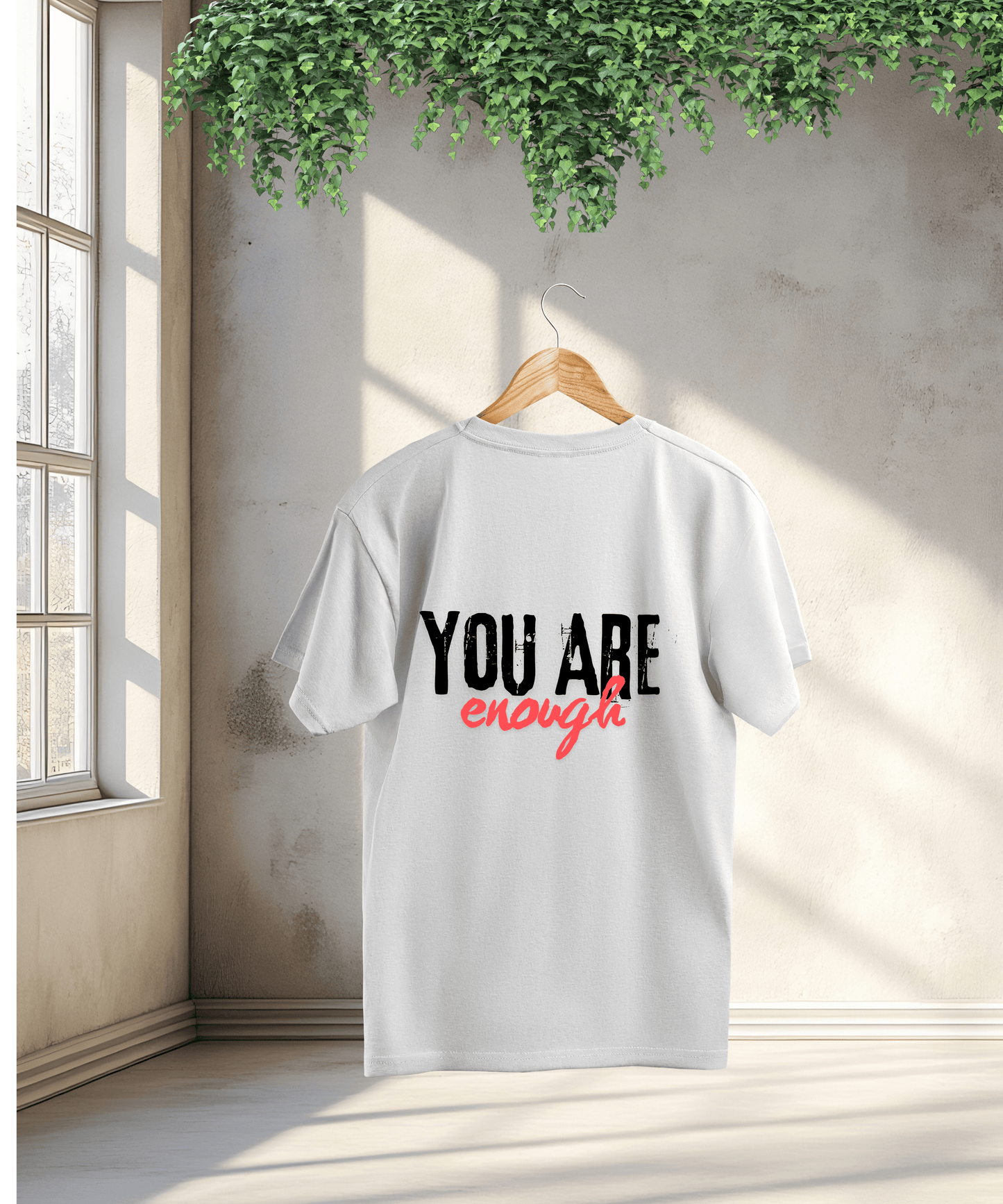 "You are Enough" Motivational Quote Men's T-Shirt – Bold Minimal Design, 100% Cotton