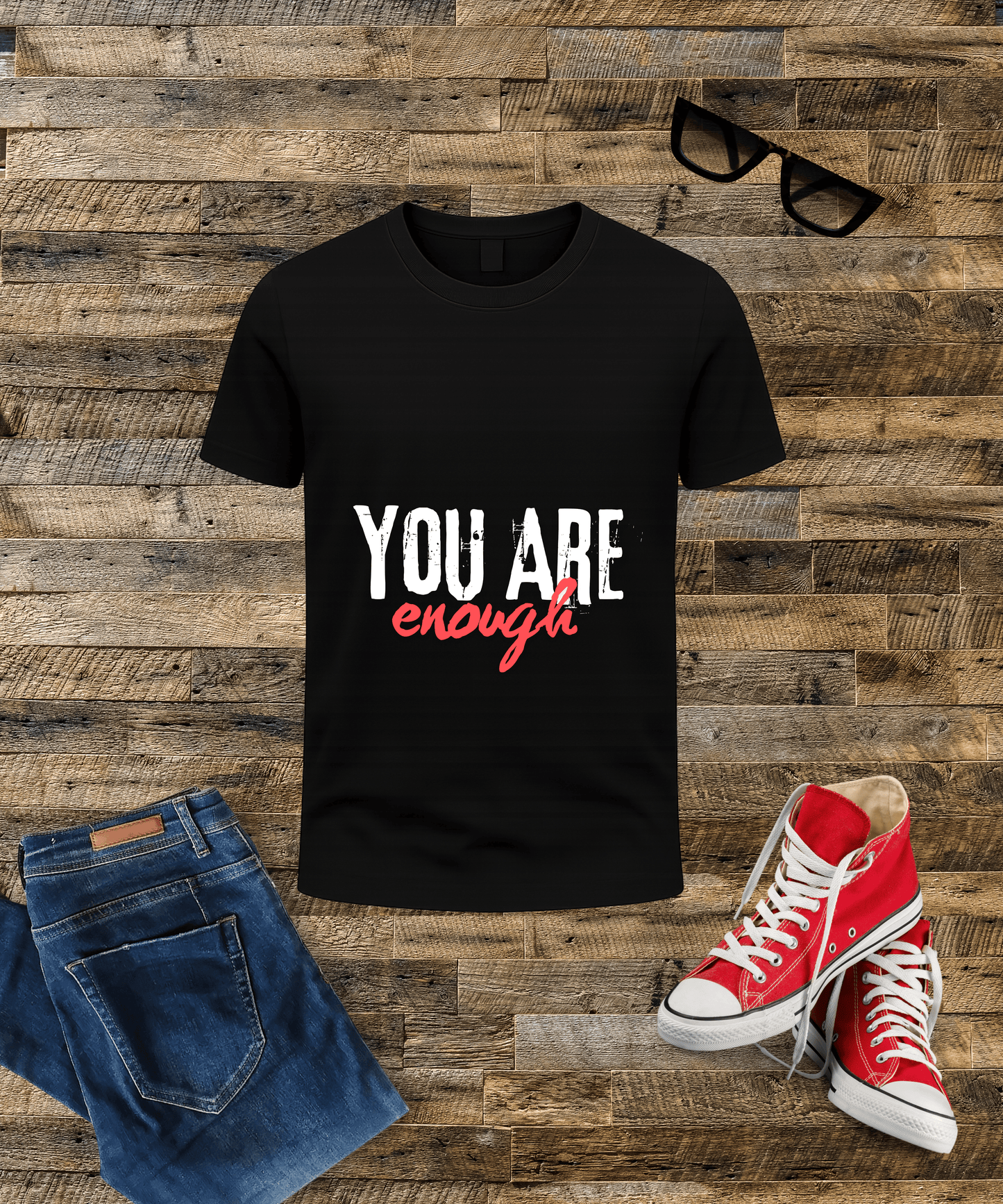"You're Enough" Motivational Quote Men's T-Shirt – Bold Minimal Design, 100% Cotton