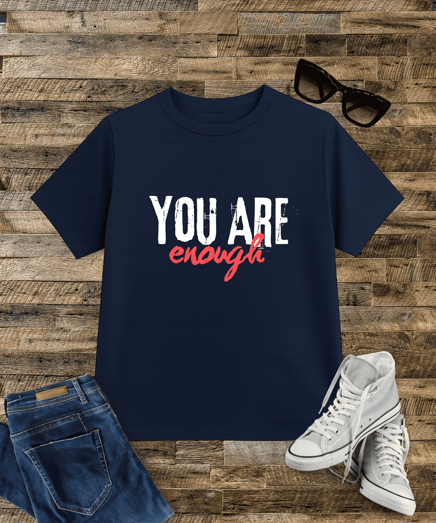 "You're Enough" Motivational Quote Men's T-Shirt – Bold Minimal Design, 100% Cotton