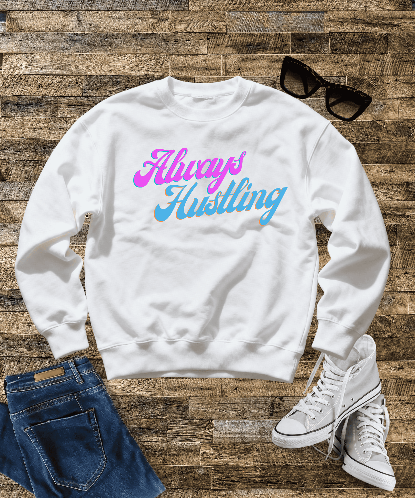 "Always Hustling " Oversized Sweatshirt