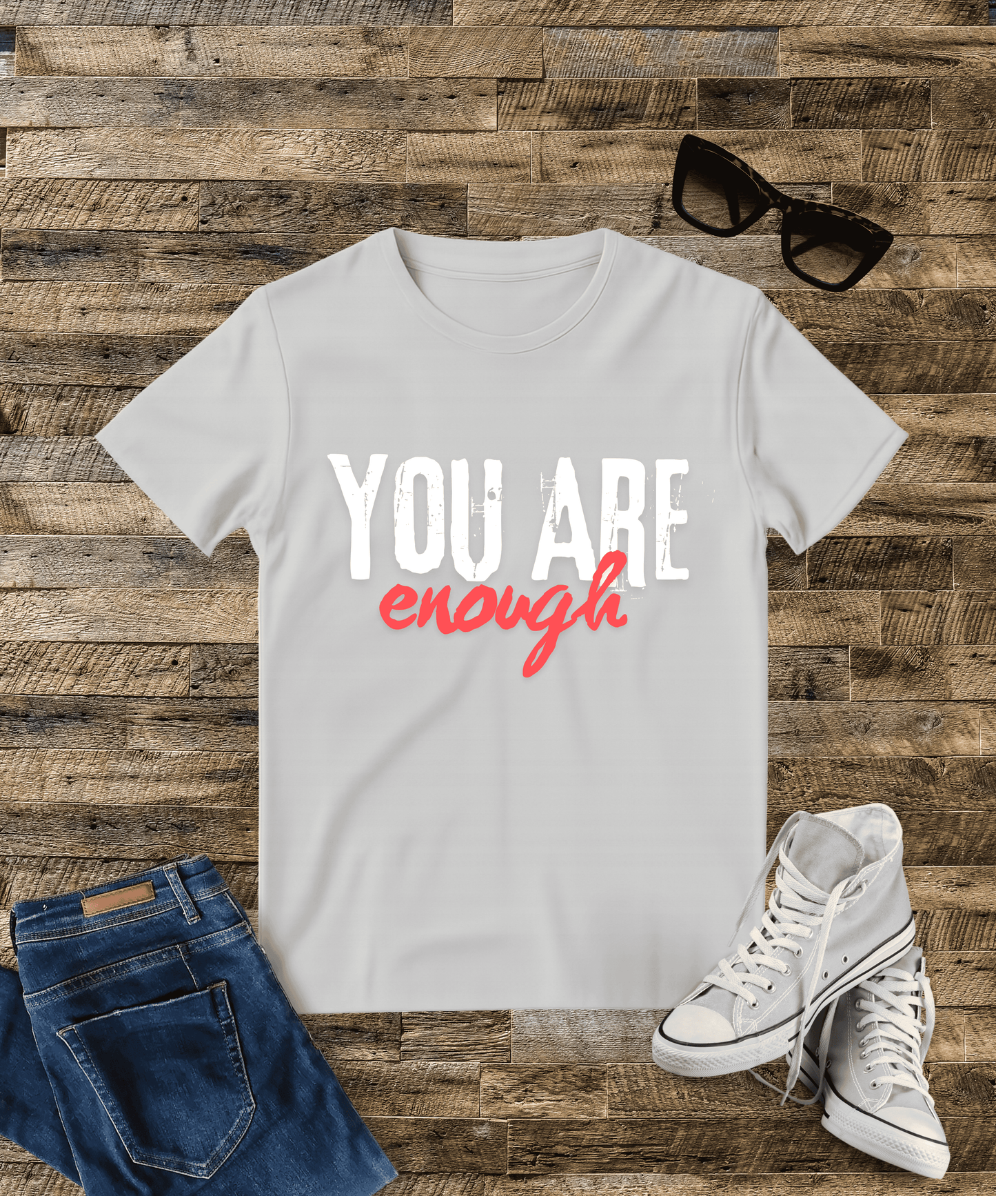 "You're Enough" Motivational Quote Men's T-Shirt – Bold Minimal Design, 100% Cotton
