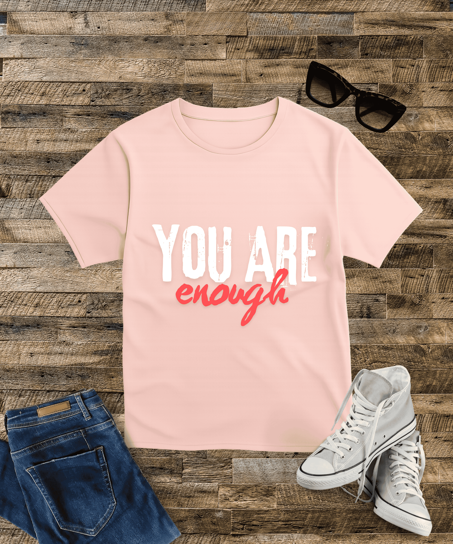 "You're Enough" Motivational Quote Men's T-Shirt – Bold Minimal Design, 100% Cotton