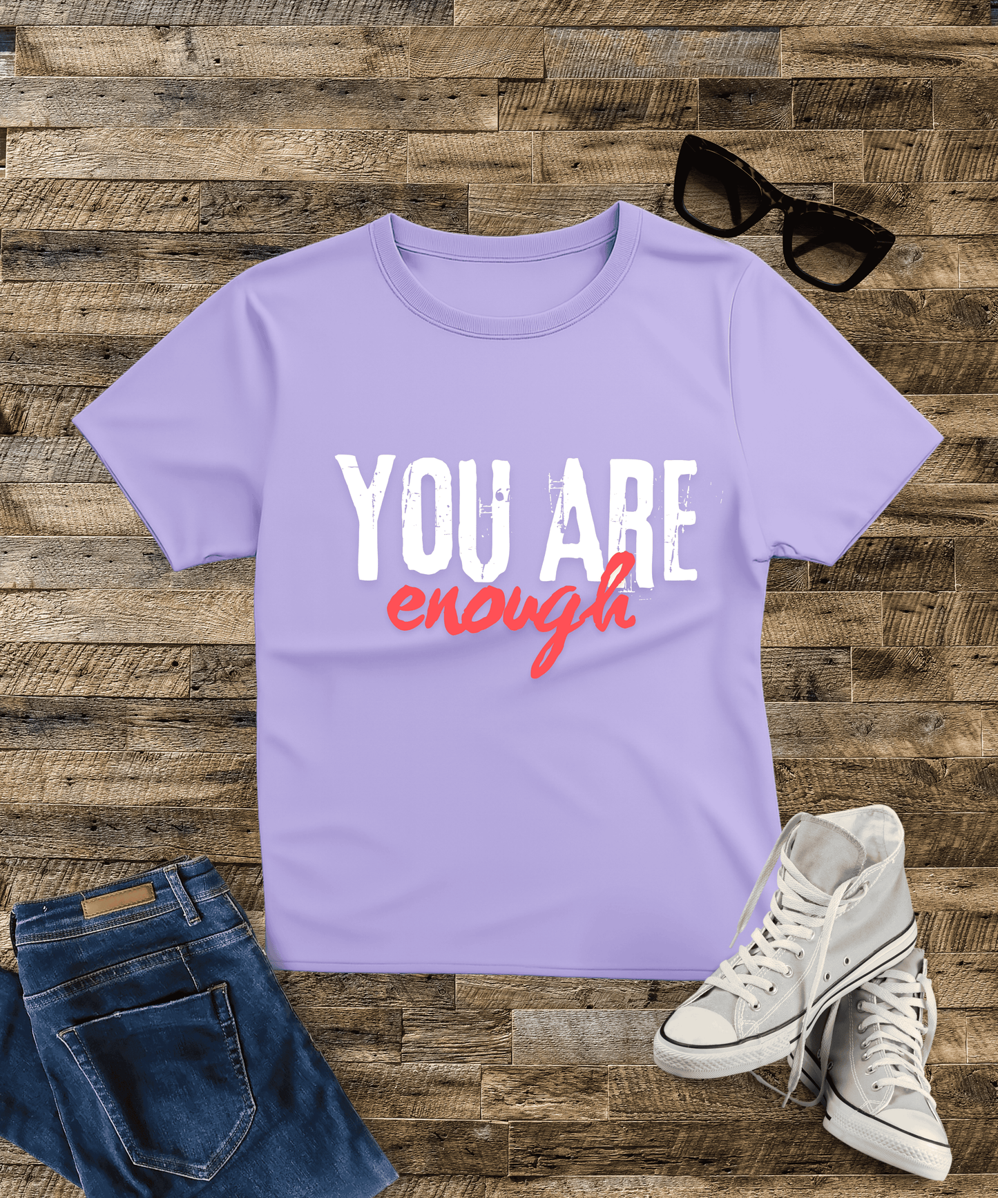 "You're Enough" Motivational Quote Men's T-Shirt – Bold Minimal Design, 100% Cotton